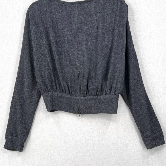 RACHEL COMEY Frances Top Womens 2 Navy Clarion Textured Wrap Long Sleeve Blouse - Picture 9 of 16